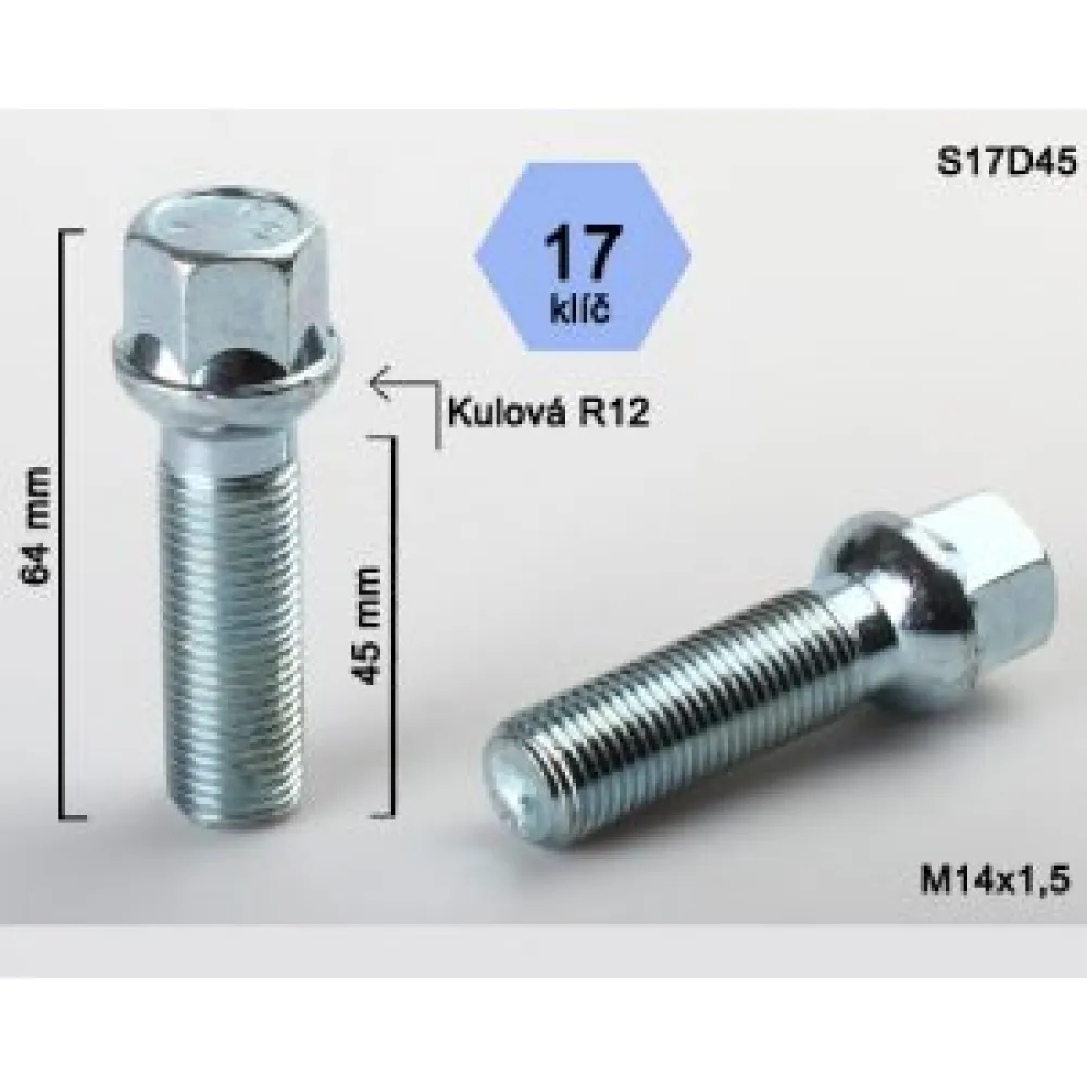 Varžtas BIMECC 14X1,5 45 sfer/cink  S17D45 (200)