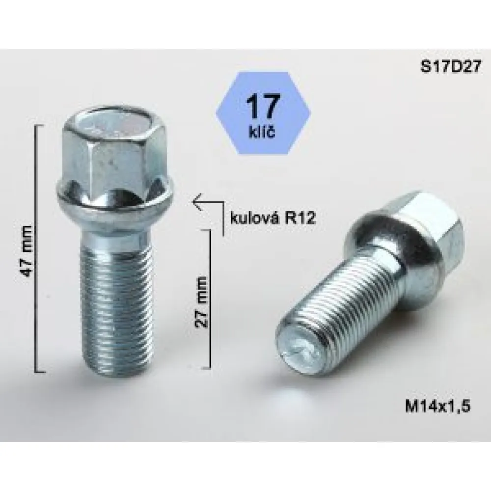 Varžtas BIMECC 14X1,5 27mm R12 sferinis S17D27 (250)