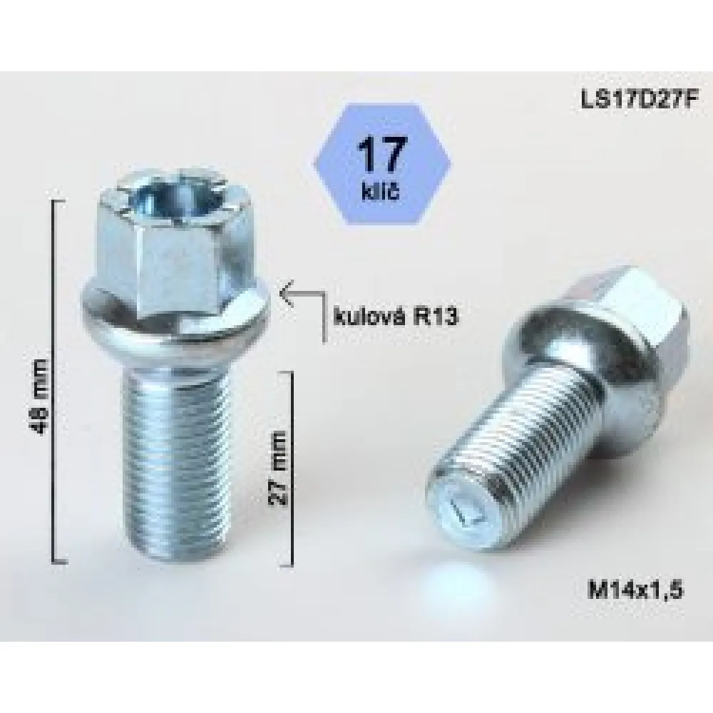 Varžtas BIMECC 14X1,5 27mm R13 sfer/cink LS17D27F (250)