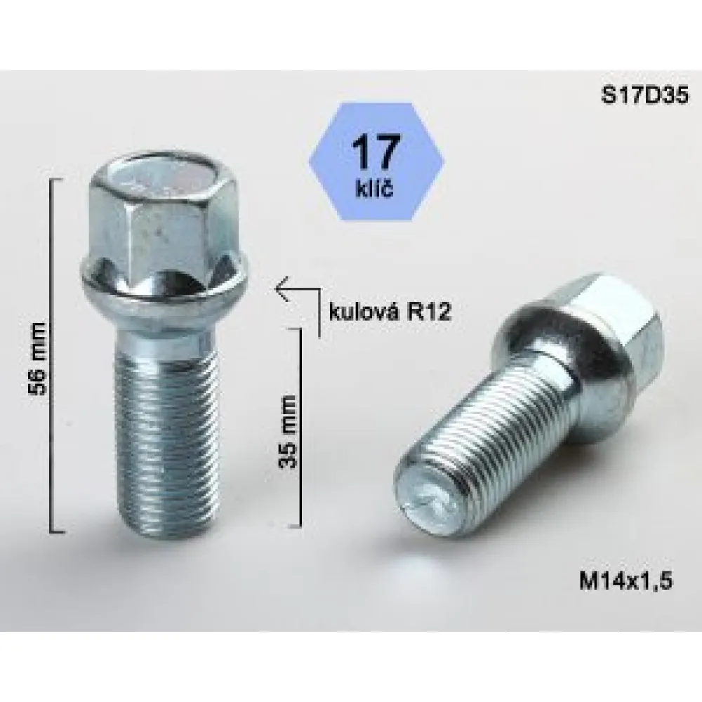 Varžtas BIMECC 14X1,5 35 sfer/cink S17D35-RDTT(200)