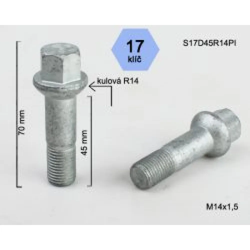 Varžtas BIMECC 14X1,5 45 sfer.cink. S17D45R14PI (200)