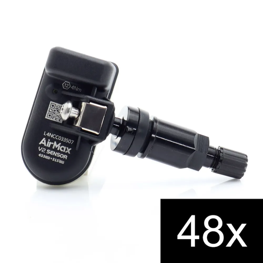 Set of 48pcs AirMax TPMS V2 Sensor 315+433MHz Metal Black